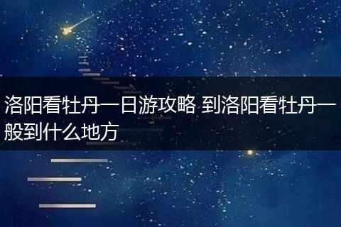 洛阳看牡丹一日游攻略 到洛阳看牡丹一般到什么地方