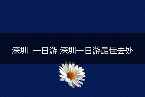 深圳  一日游 深圳一日游最佳去处