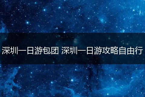 深圳一日游包团 深圳一日游攻略自由行