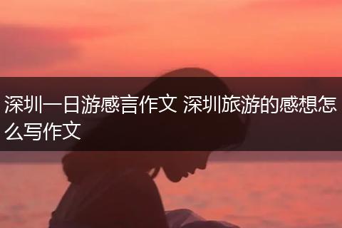 深圳一日游感言作文 深圳旅游的感想怎么写作文