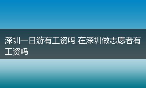 深圳一日游有工资吗 在深圳做志愿者有工资吗