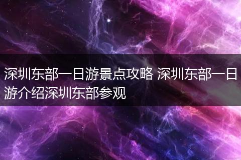 深圳东部一日游景点攻略 深圳东部一日游介绍深圳东部参观