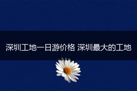深圳工地一日游价格 深圳最大的工地