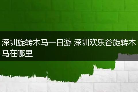 深圳旋转木马一日游 深圳欢乐谷旋转木马在哪里