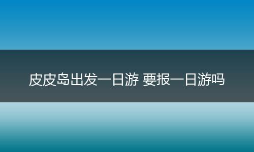 皮皮岛出发一日游 要报一日游吗