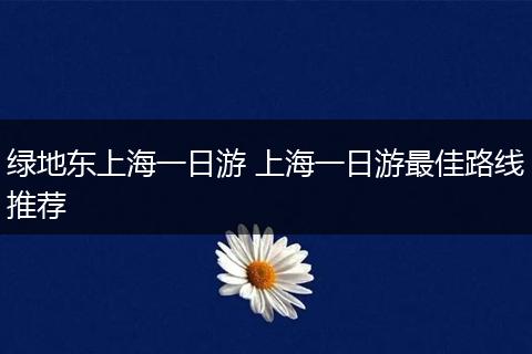 绿地东上海一日游 上海一日游最佳路线推荐