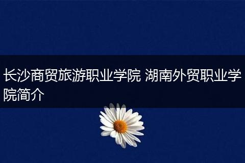 长沙商贸旅游职业学院 湖南外贸职业学院简介