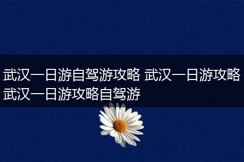 武汉一日游自驾游攻略 武汉一日游攻略武汉一日游攻略自驾游