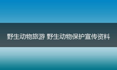 野生动物旅游 野生动物保护宣传资料