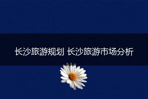 长沙旅游规划 长沙旅游市场分析