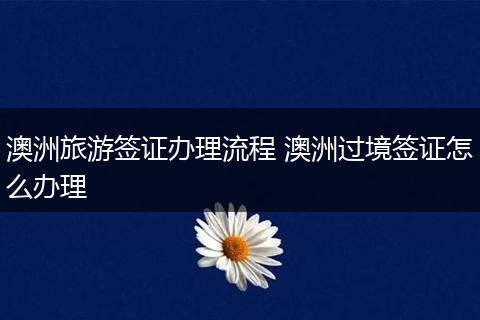 澳洲旅游签证办理流程 澳洲过境签证怎么办理