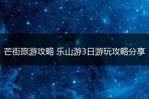 芒街旅游攻略 乐山游3日游玩攻略分享