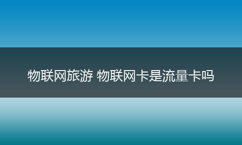 物联网旅游 物联网卡是流量卡吗