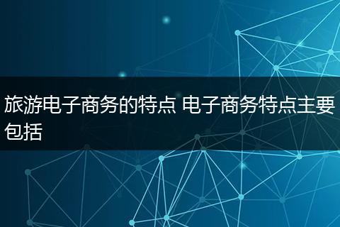 旅游电子商务的特点 电子商务特点主要包括