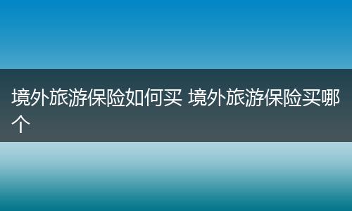 境外旅游保险如何买 境外旅游保险买哪个
