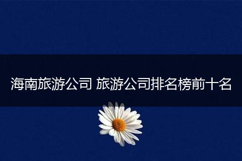海南旅游公司 旅游公司排名榜前十名