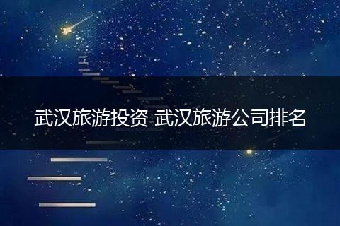 武汉旅游投资 武汉旅游公司排名