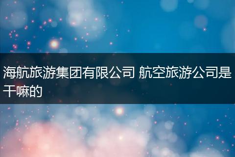 海航旅游集团有限公司 航空旅游公司是干嘛的