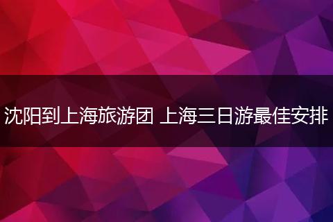 沈阳到上海旅游团 上海三日游最佳安排
