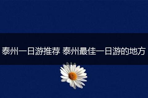 泰州一日游推荐 泰州最佳一日游的地方