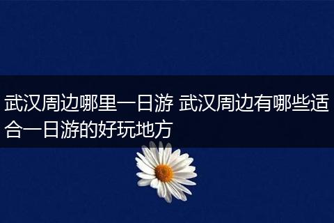 武汉周边哪里一日游 武汉周边有哪些适合一日游的好玩地方