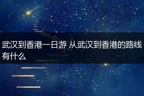 武汉到香港一日游 从武汉到香港的路线有什么