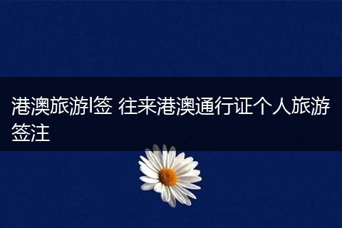 港澳旅游l签 往来港澳通行证个人旅游签注