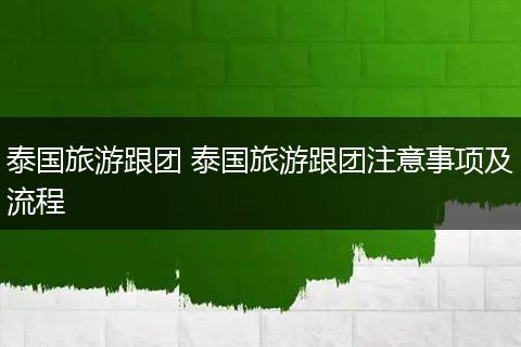 泰国旅游跟团 泰国旅游跟团注意事项及流程