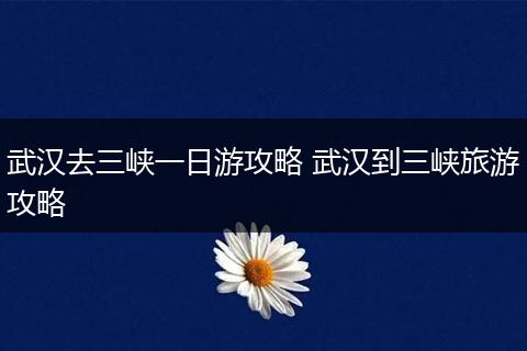 武汉去三峡一日游攻略 武汉到三峡旅游攻略