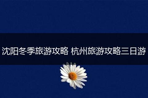 沈阳冬季旅游攻略 杭州旅游攻略三日游