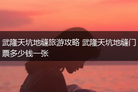 武隆天坑地缝旅游攻略 武隆天坑地缝门票多少钱一张
