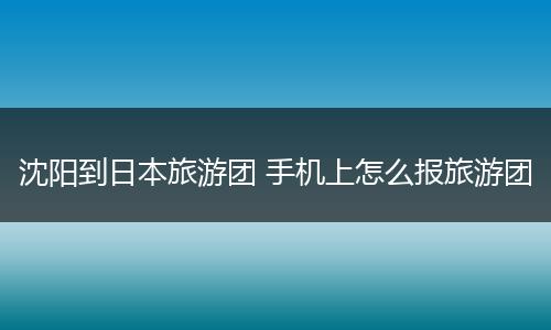 沈阳到日本旅游团 手机上怎么报旅游团
