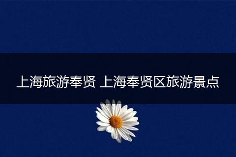 上海旅游奉贤 上海奉贤区旅游景点