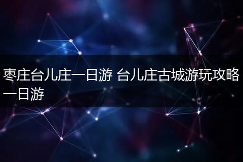枣庄台儿庄一日游 台儿庄古城游玩攻略一日游