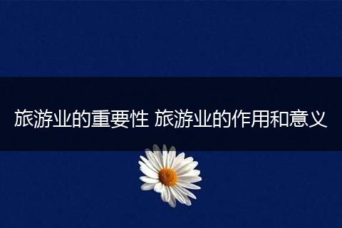 旅游业的重要性 旅游业的作用和意义
