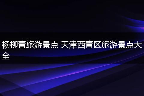 杨柳青旅游景点 天津西青区旅游景点大全
