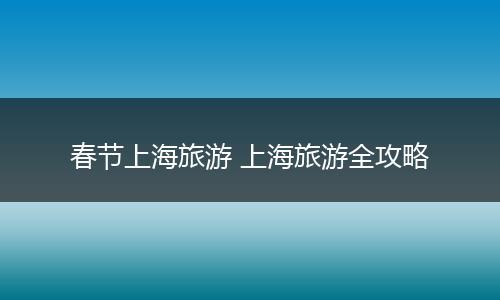 春节上海旅游 上海旅游全攻略