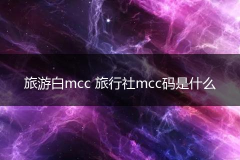 旅游白mcc 旅行社mcc码是什么