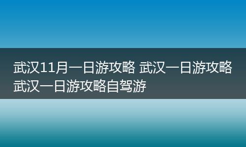 武汉11月一日游攻略 武汉一日游攻略武汉一日游攻略自驾游