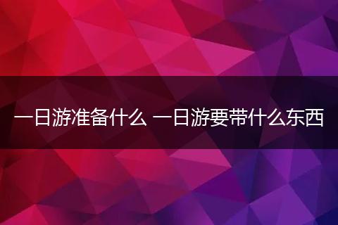 一日游准备什么 一日游要带什么东西