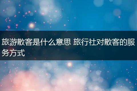 旅游散客是什么意思 旅行社对散客的服务方式