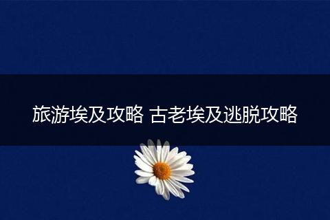 旅游埃及攻略 古老埃及逃脱攻略
