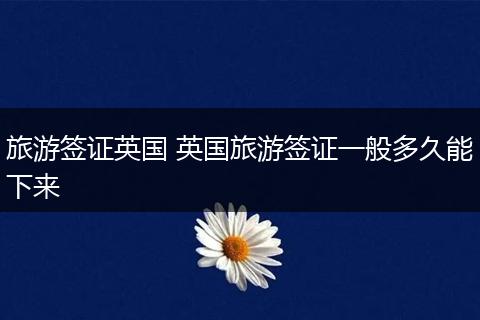 旅游签证英国 英国旅游签证一般多久能下来