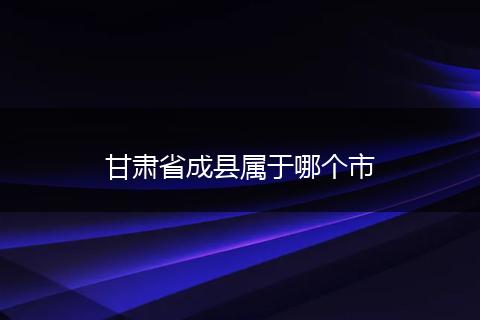 甘肃省成县属于哪个市