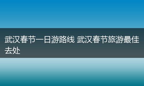 武汉春节一日游路线 武汉春节旅游最佳去处