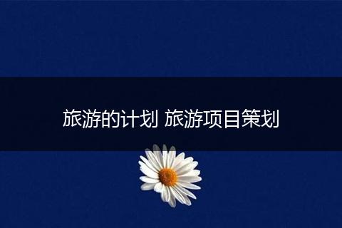 旅游的计划 旅游项目策划
