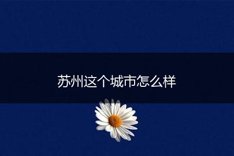 苏州这个城市怎么样