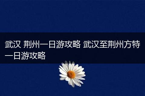 武汉 荆州一日游攻略 武汉至荆州方特一日游攻略