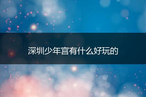 深圳少年宫有什么好玩的
