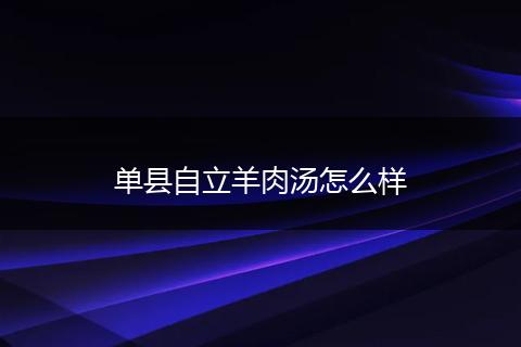 单县自立羊肉汤怎么样